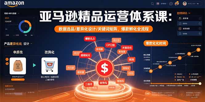 亚马逊精品运营体系课：数据选品/差异化设计/关键词矩阵，爆款孵化全流程-萤火网创