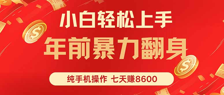 七天狂赚8600，小白纯手机操作，日入1000+-萤火网创