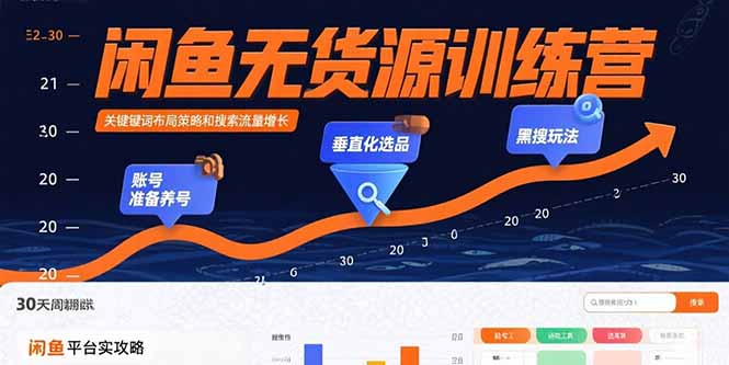 闲鱼无货源训练营：账号准备养号/垂直化选品/黑搜玩法，0基础30天盈利指南-萤火网创