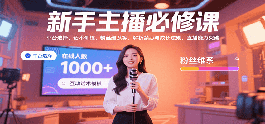 新手主播必修课：平台选择、话术训练、粉丝维系等，解析禁忌与成长法则，突破直播能力-萤火网创