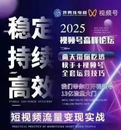 坏男孩电商视频号7月1号线下课，视频号短引、精细化模型打法，三频共振，无人，快手全站精细化运营-萤火网创