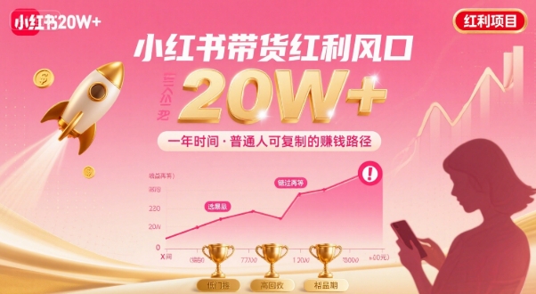 一年时间靠小红书带货项目年入20w+，最不能错的大红利项目-萤火网创