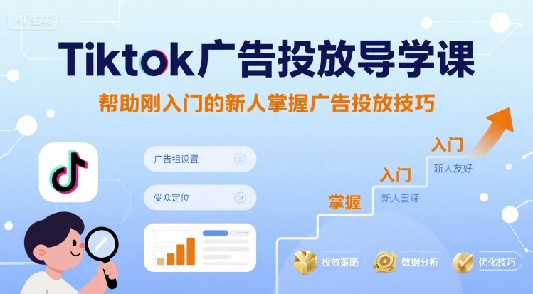 Tiktok广告投放导学课，帮助刚入门的新人掌握广告投放技巧-萤火网创