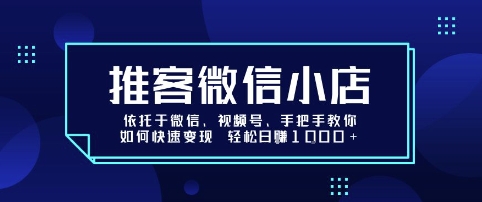 推客微信小店依托于微信、视频号，手把手教你如何快速变现 轻松日入1k+【揭秘】-萤火网创