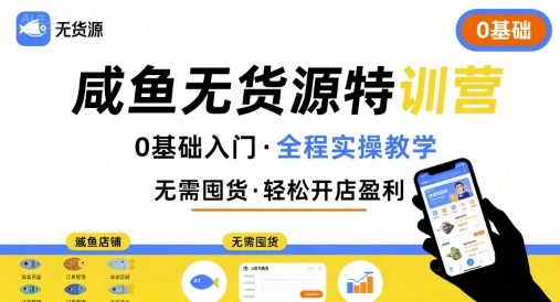 无货源特训营，0基础带你玩转咸鱼无货源-萤火网创