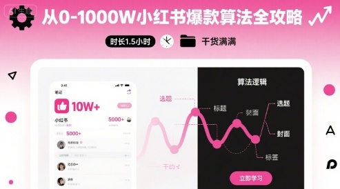 从0-1000W小红书爆款算法全攻略，时长1.5小时，干货满满-萤火网创