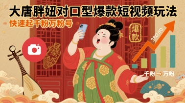 大唐胖妞对口型爆款短视频玩法，快速起千粉万粉号-萤火网创