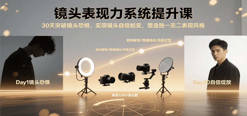 镜头表现力系统提升课，30天突破镜头恐惧实现自信蜕变，塑造独一无二表现风格-萤火网创