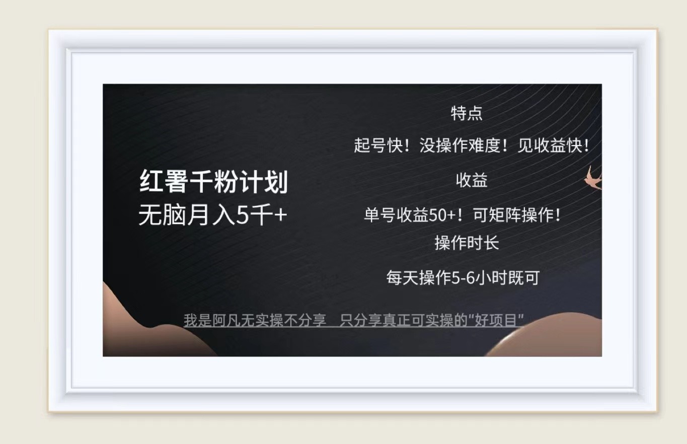红薯千粉计划无脑月入5千+！既做既赚！-萤火网创
