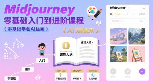 midjourney零基础入门到进阶课程，零基础学会AI绘画-萤火网创