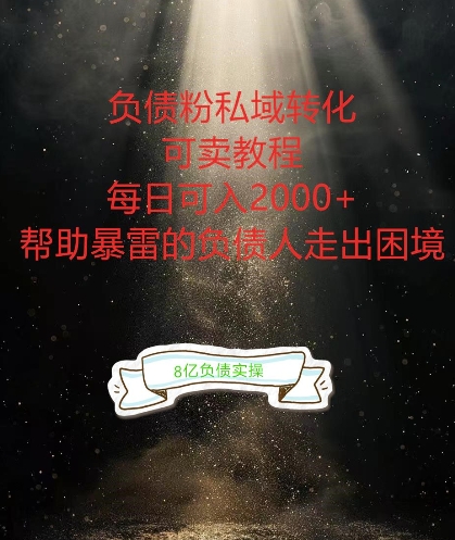 负债粉掘金计划，帮助负债者解决问题，债务规划，债务重组，最好的变现方式【揭秘】-萤火网创