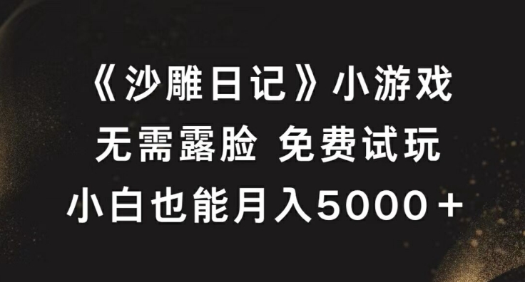 《沙雕日记》小游戏，无需露脸免费试玩，小白也能月入5000+【揭秘】-萤火网创