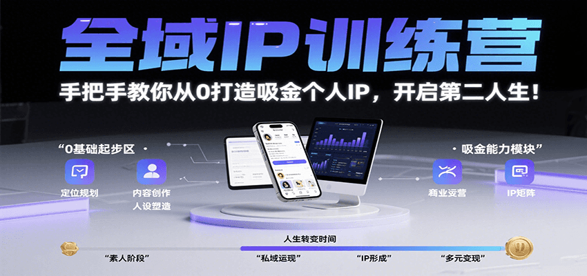 全域IP训练营，手把手教你从0打造吸金个人IP，开启第二人生！-萤火网创