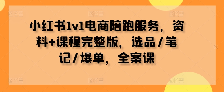 小红书1v1电商陪跑服务，资料+课程完整版，选品/笔记/爆单，全案课-萤火网创