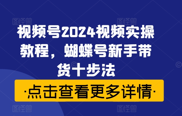 视频号2024视频实操教程，蝴蝶号新手带货十步法-萤火网创