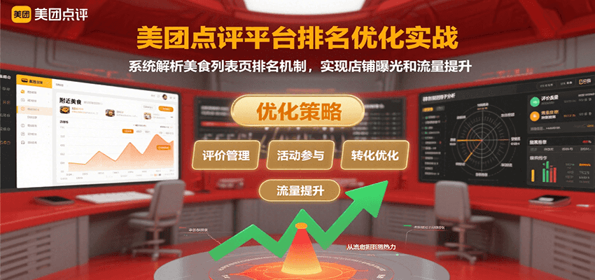 美团点评平台排名优化实战，系统解析美食列表页排名机制，实现店铺曝光和流量提升-萤火网创
