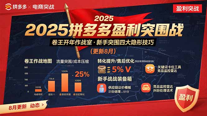 2025拼多多盈利突围战：卷王开年作战室，新手突围四大隐形技巧(更新8月-萤火网创