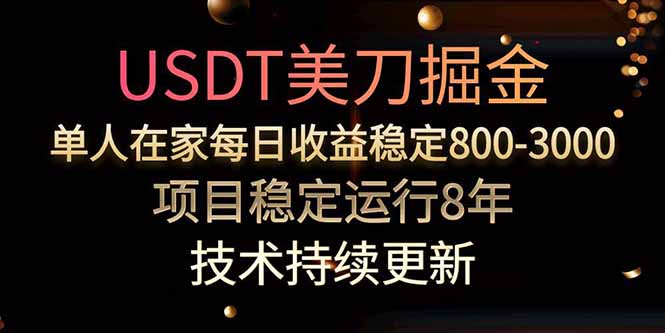 USDT美刀掘金，单人每日收益800-3000，稳定运行8年-萤火网创