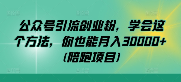 公众号引流创业粉，学会这个方法，你也能月入30000+ (陪跑项目)-萤火网创