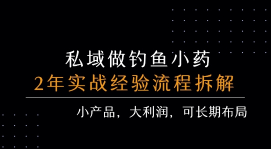 私域做钓鱼小药 每单利润3张+ 详细流程拆解-萤火网创