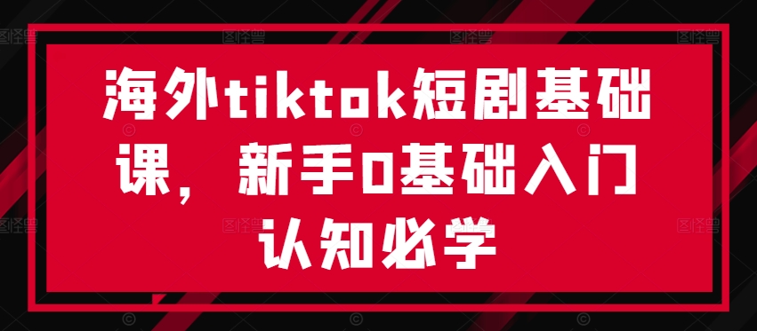 海外tiktok短剧基础课，新手0基础入门认知必学-萤火网创