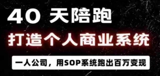 40天陪跑打造个人商业系统，一人公司，用SOP系统跑出百W变现-萤火网创